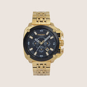 Diesel Mens BAMF Chronograph Black Dial Two-Tone Gold Bracelet Watch DZ7378