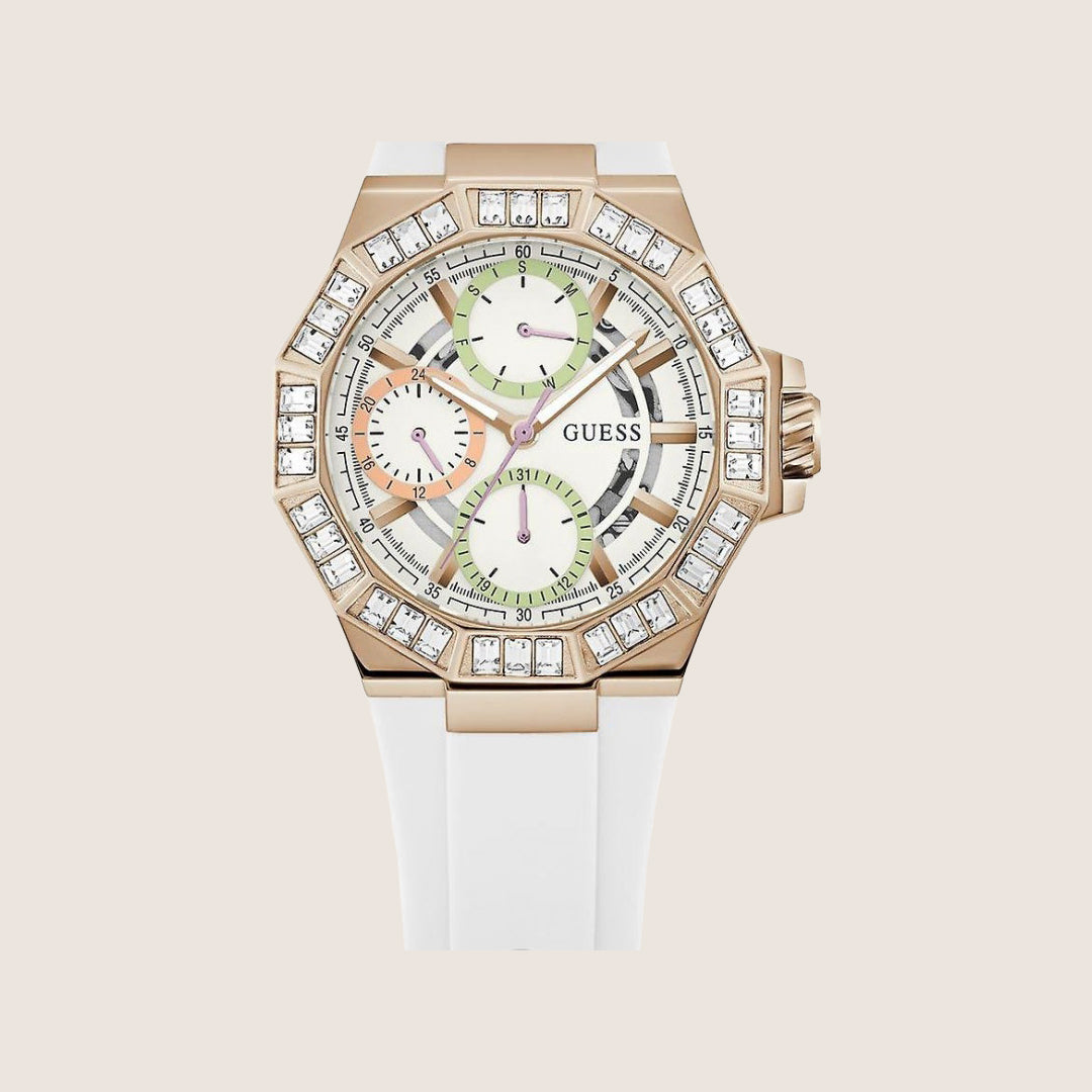 Guess Women's Selene Watch Crystal-Set White Dial GW0695L3