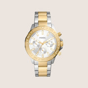 Fossil Mens Bannon Silver Dial Two Tone Watch BQ2707