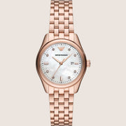 Emporio Armani Rose Gold Bracelet White Dial Ladies Watch AR11615