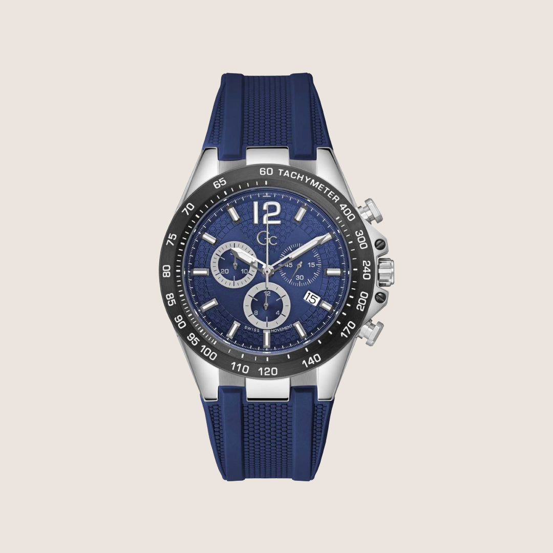 GC Men's Audacious Chronograph Blue Dial Silicone Sport Watch Z07001G7MF