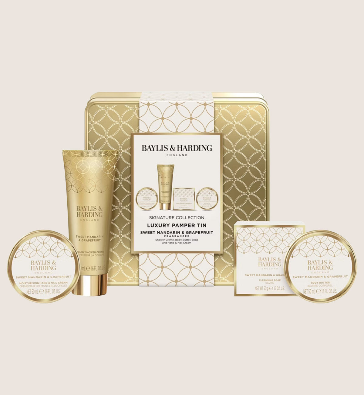 Baylis & Harding Sweet Mandarin & Grapefruit Luxury Pamper Tin Bath & Body Gift Set For Her