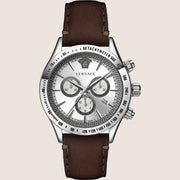 Versace Mens Watch Brown Leather Tachymeter Chronograph VEV700119