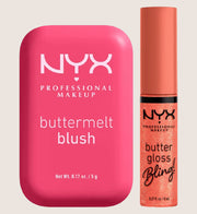 NYX Professional Makeup Buttermelt Blush Getting Butta & Buttergloss Bling Gloss Dripped Out Duo Lip Gloss & Blush Set