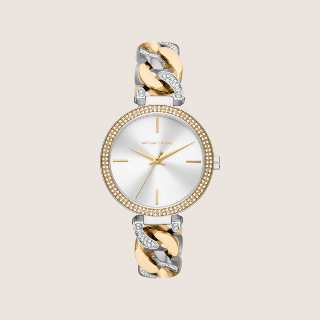 Michael Kors Women's Catelyn Clear Stone-Set White Dial Watch MK4633