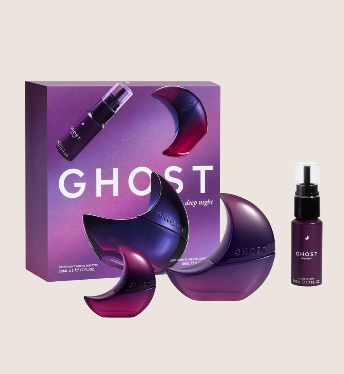 Ghost Deep Night 50ml Refill 50ml & Deep Night Elixir 10ml Fragrance Gift Set For Her