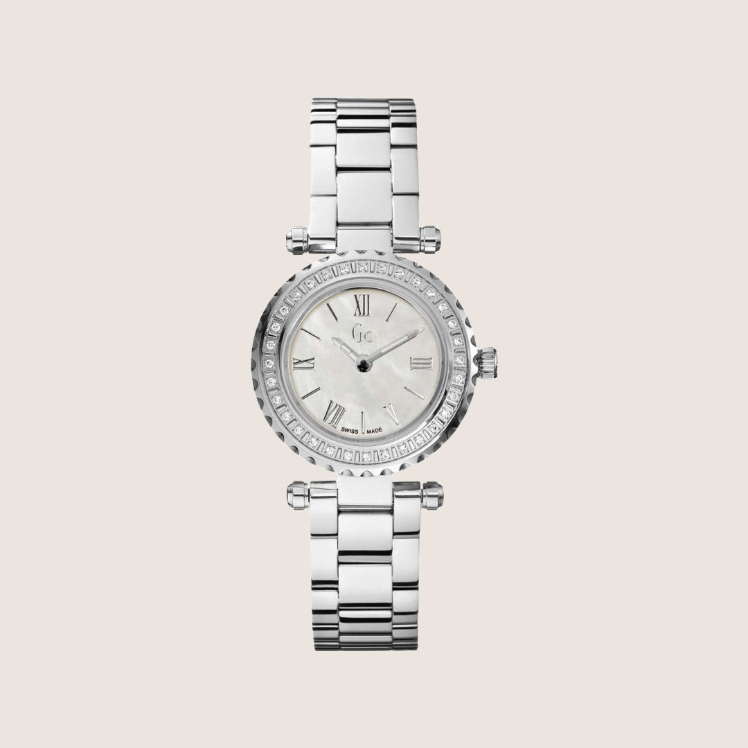 GC Ladies Mini Chic Diamond Set Mother Of Pearl Dial Sapphire Crystal Watch X70105L1S