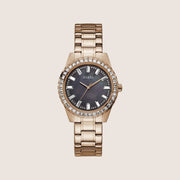 Guess Women's Sparkler Watch Crystals-Set Mother Of Pearl, Black Dial GW0111L3