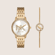 Michael Kors Women's Melissa Clear Stone-Set White Dial Watch MK1051SET