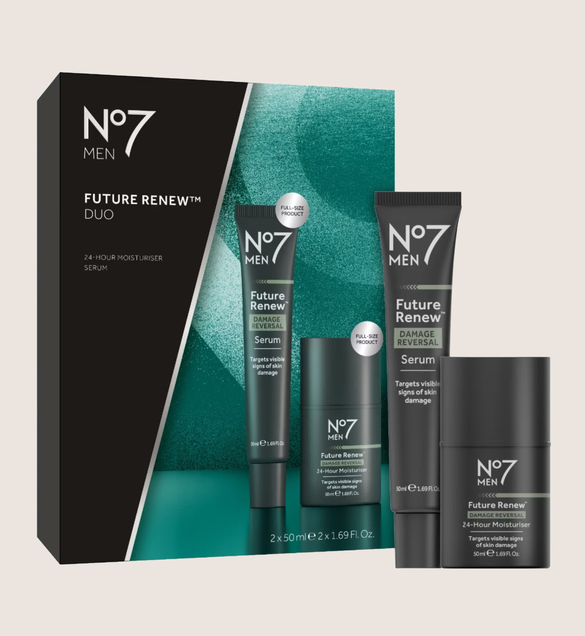 No7 Men Future Renew Duo Set - Damage Reversal Serum & 24 Hour Moisturiser