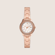 Fossil Women's Stella Rose Gold Mother-of-Pearl Bracelet Date Watch ES5136
