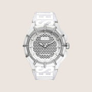 Diesel Mens Framed Solar Power White Dial White Textile Strap Watch DZ4664