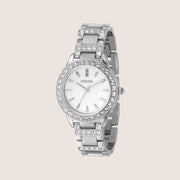 Fossil Women's Silver Stone-Set Crystal Bracelet Analogue Watch ES2362
