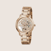 Guess Women's Quattro Clear Watch Crystals-Set Rose Gold, Transparent Dial GW0300L3