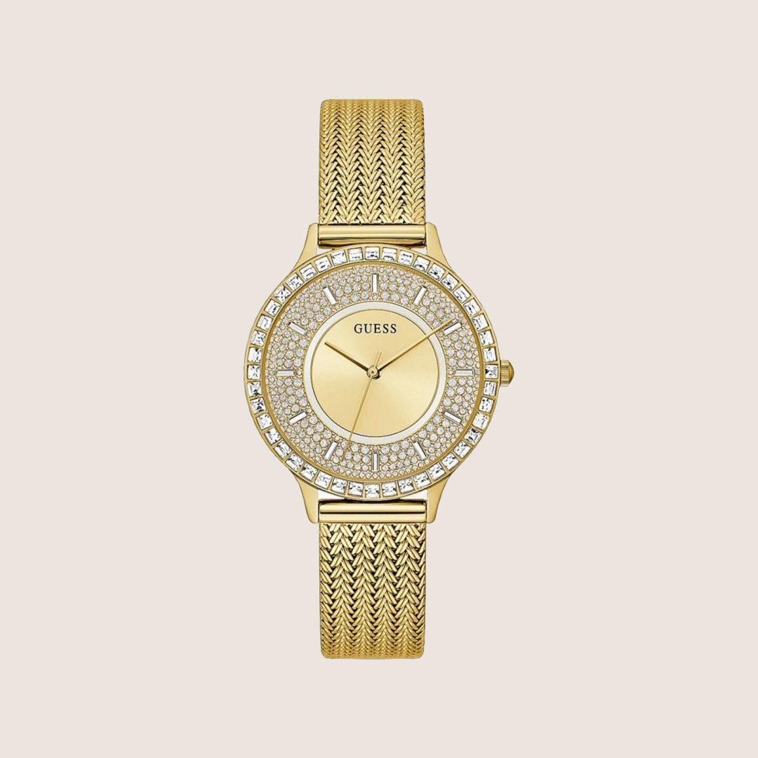 Guess Women's Soiree Watch Crystal-Set Gold Dial GW0402L2