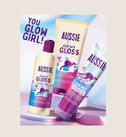 Aussie Oh My Gloss Hydrating Giftset: Shampoo, Conditioner, Leave-in Serum Volume Natural Cleanse & Nourish