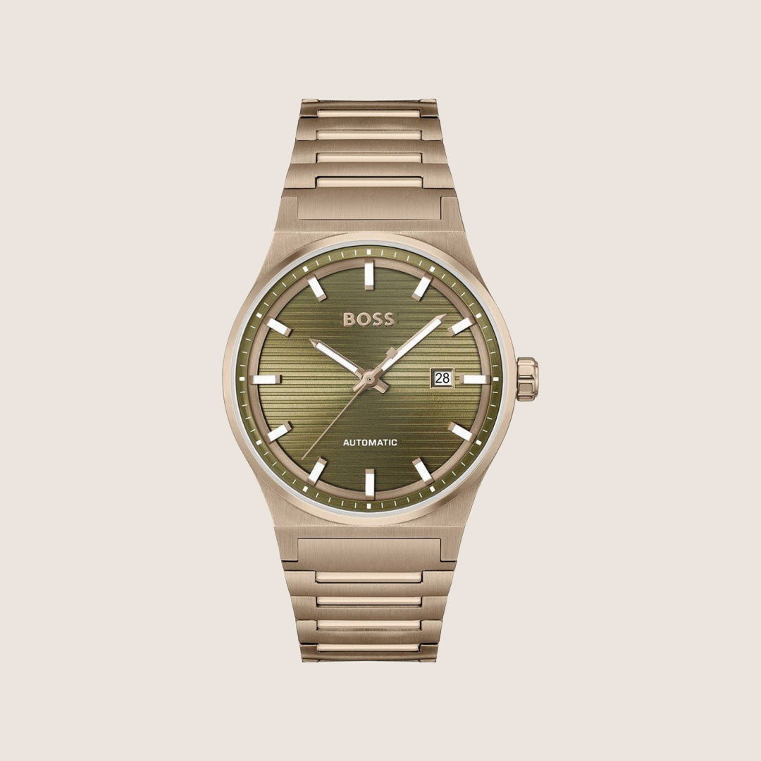 BOSS Men's Automatic Gold Dial Rose Gold Bracelet Watch 1514184