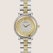 Versace Ladies Greca Flourish Watch Silver Dial Two Tone Bracelet VE7F00423