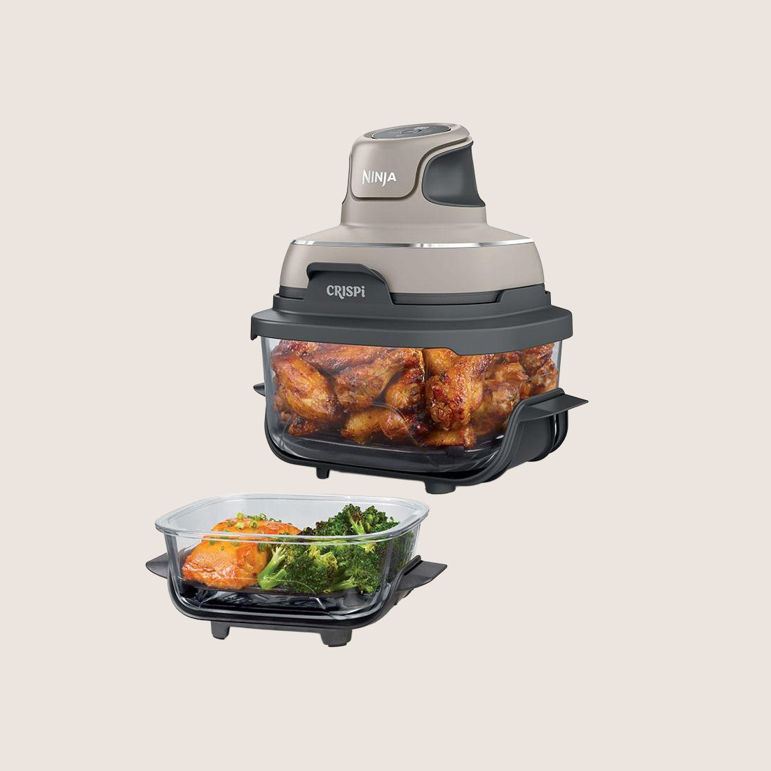 NINJA Crispi 4-in-1 Portable Glass Air Fryer 3.8L - Stone
