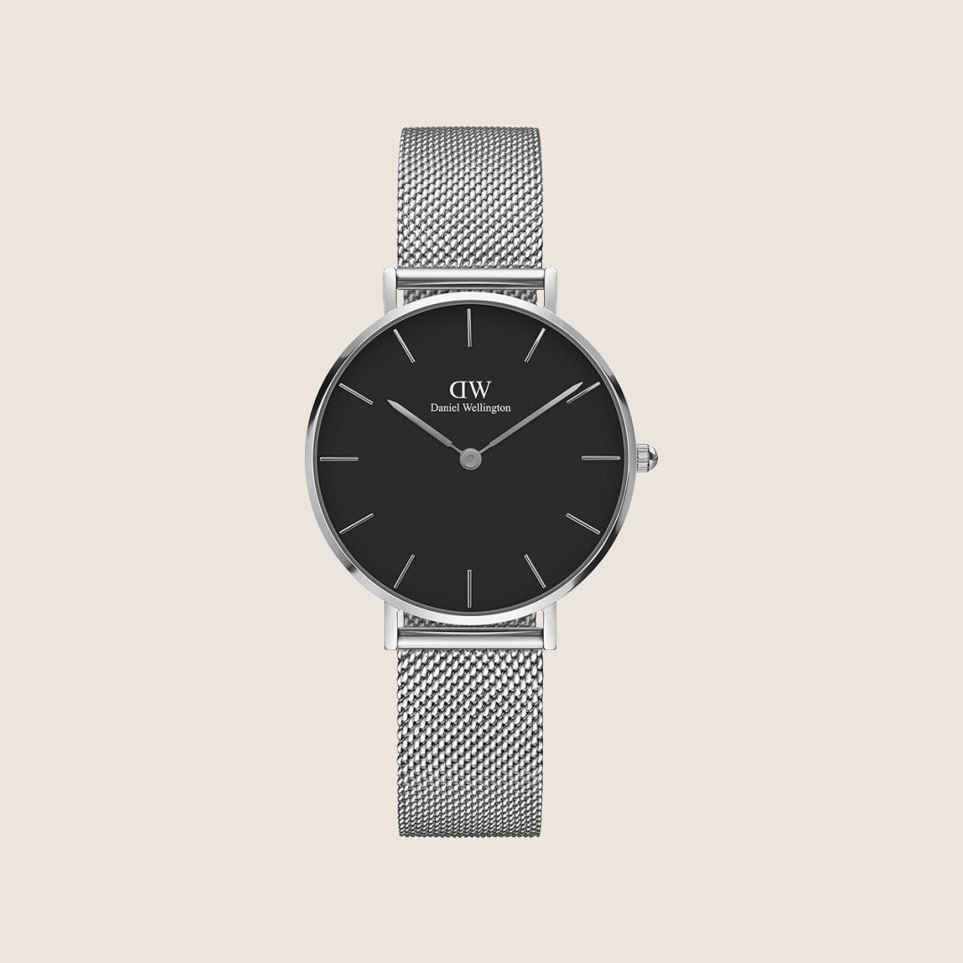 Daniel Wellington Women's Petite Black Sterling Silver Black Dial Watch DW00100162