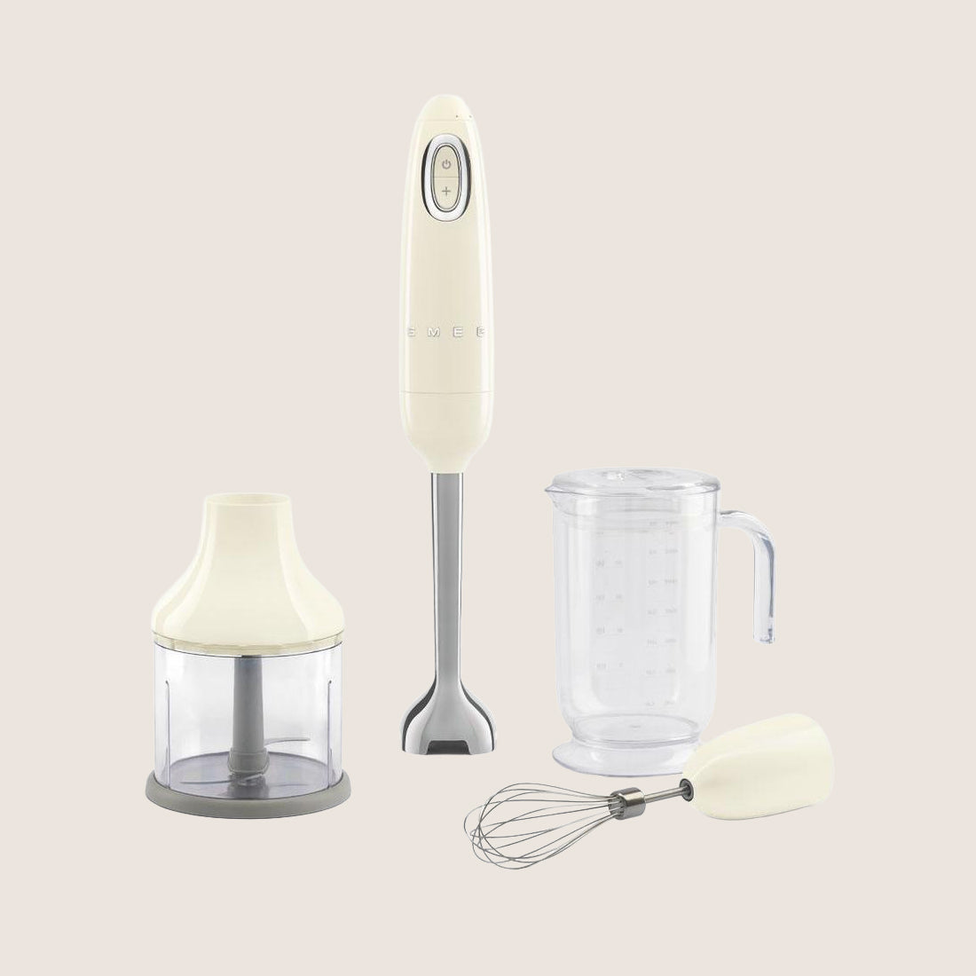 Smeg HBF03CRUK Hand Blender Variable Speed 700W 1.4L with 4 Accessories - Cream