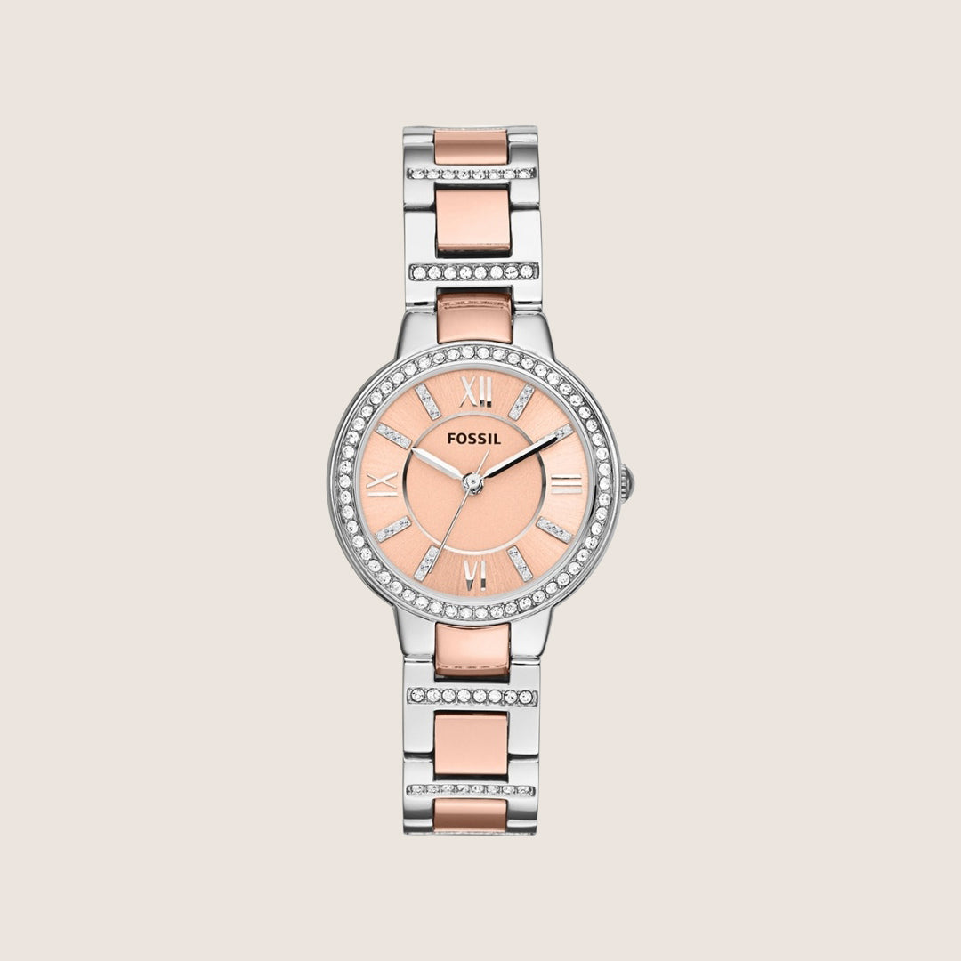 Fossil Women's Virginia Two-Tone Crystal Bracelet Analogue Watch ES3405