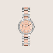 Fossil Women's Virginia Two-Tone Crystal Bracelet Analogue Watch ES3405