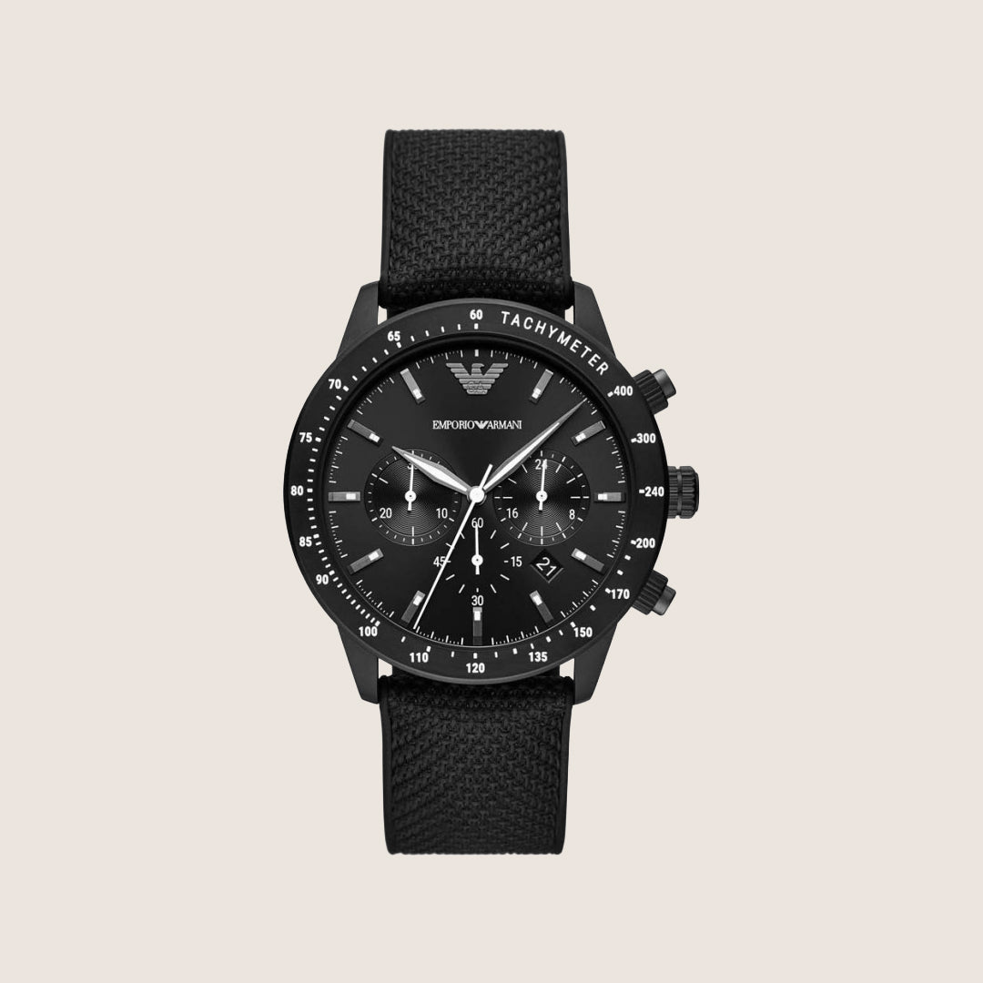Emporio Armani Men's Watch Black Dial Black Textile Strap AR11453