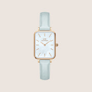 Daniel Wellington Women's Quadro Rose Gold Leather Blue Dial Watch DW00100638