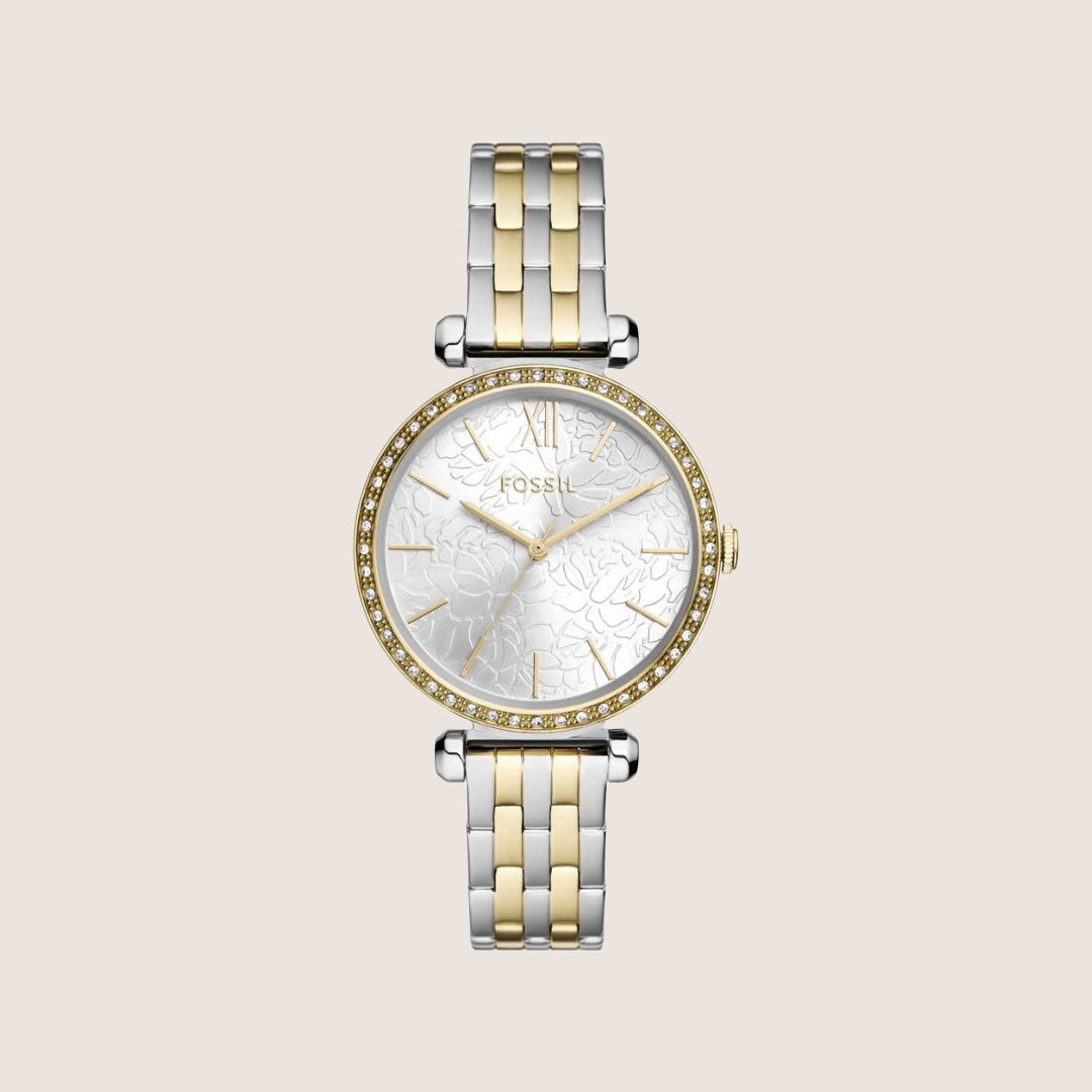 Fossil Women's Tillie Two-Tone Crystal Bracelet Analogue Watch BQ3962