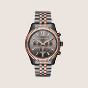Michael Kors Men's Lexington Chronograph Gunmetal Dial Two-Tone Stainless Steel Watch MK8561