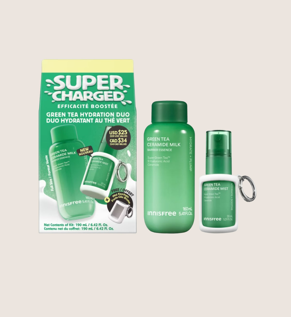Innisfree Supercharged Green Tea Hydration Duo Skincare Gift Set For Her