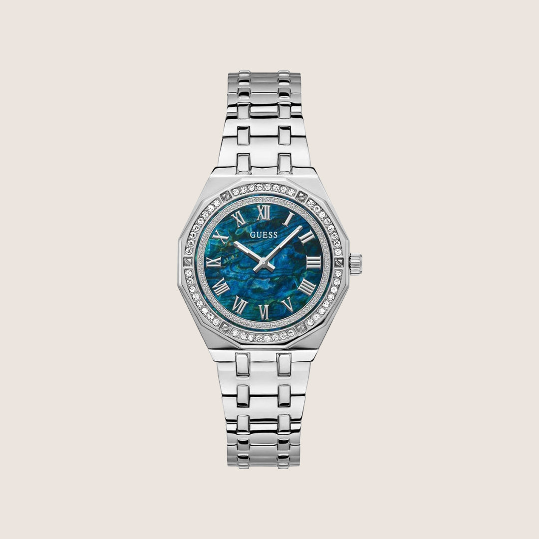 Guess Women's Desire Watch Crystal-Set Blue, Mother Of Pearl Dial GW0770L1