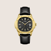 Rotary Mens Apex 100 Black Dial Gold Case Square Black Leather Watch GS05578-04