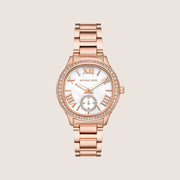 Michael Kors Women's Sage Clear Stone-Set Mother Of Pearl Dial Watch MK4806