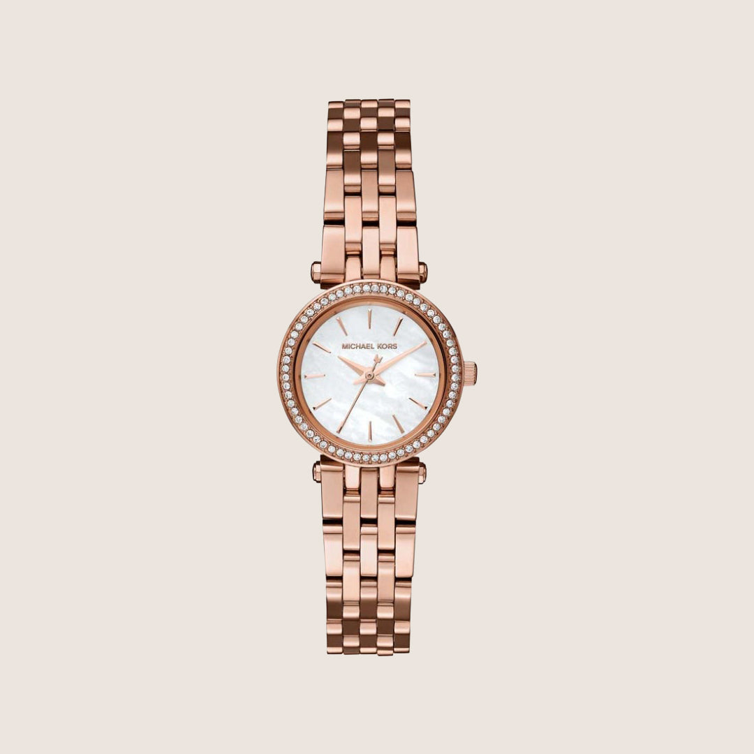 Michael Kors Women's Darci Clear Stone-Set White Dial Watch MK3832
