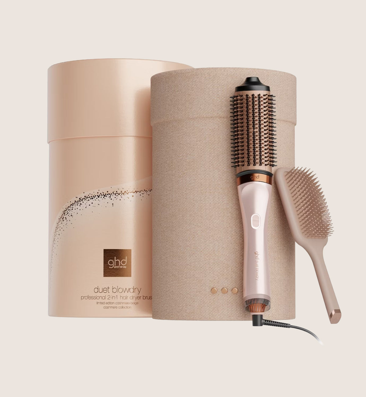 ghd Duet Blowdry 2-in-1 Hair Dryer Brush Festive Edition In Cashmere Beige Beauty Gift Set For Her