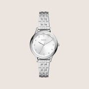 Fossil Women's Laney Silver Crystal Bracelet Analogue Watch BQ3861