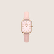 Daniel Wellington Women's Quadro Rouge Rose Gold Mother-of-Pearl Leather Dial Watch DW00100508