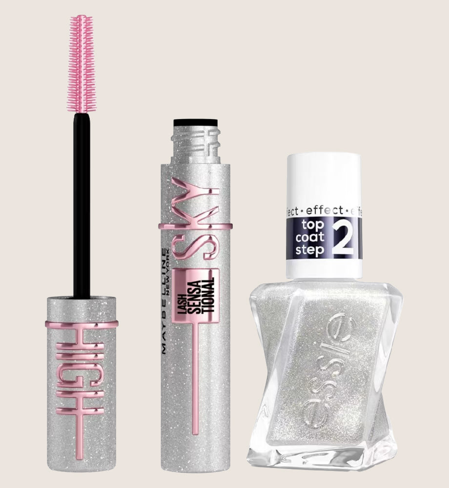Essie Maybelline Sky High Mascara Diamond &  Diamond Dust Topcoat Premium Quality