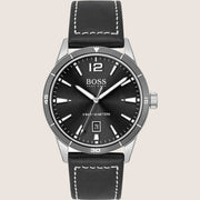 BOSS Men's Drifter Black Dial Black Leather Strap Quartz Watch 1513898