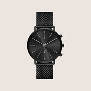 Michael Kors Men's Blake Black Dial Silver Case Black Leather Strap Watch MK9211