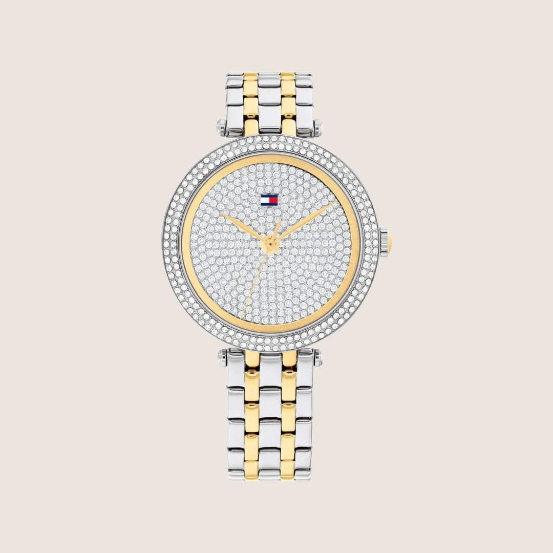 Tommy Hilfiger Women's Natalie Two-Tone Silver Gold Dial Steel Bracelet 1782760