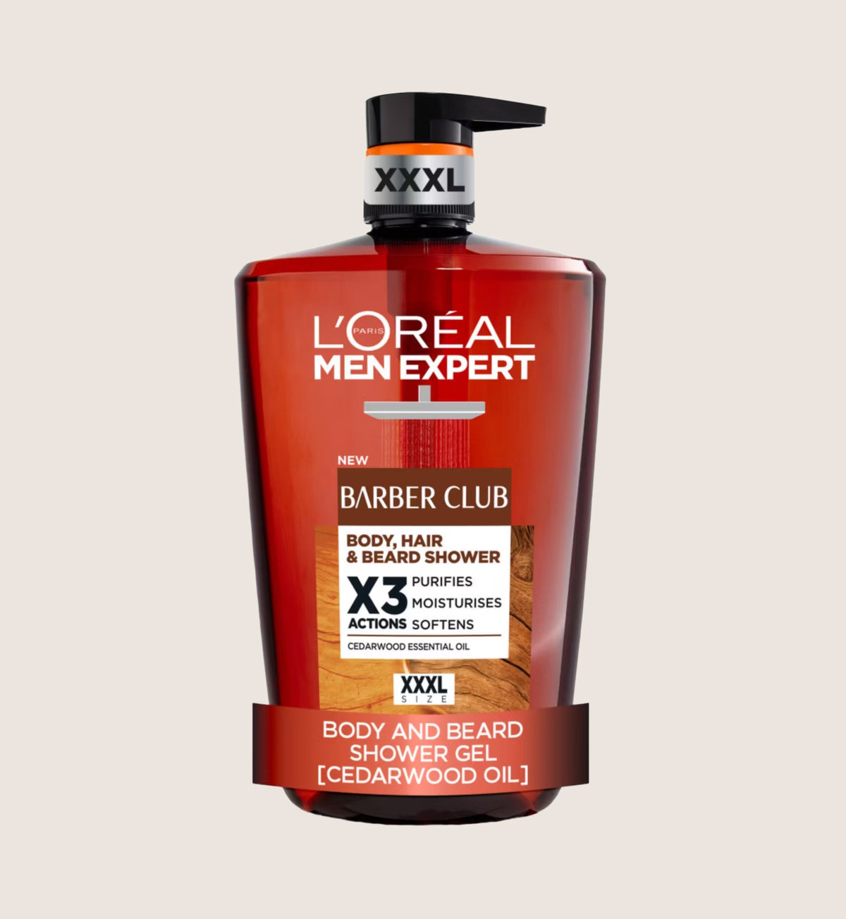 L'Oréal Men Expert Barber Club Shower Gel XXL 3-in-1 Body, Hair & Beard Wash 1L
