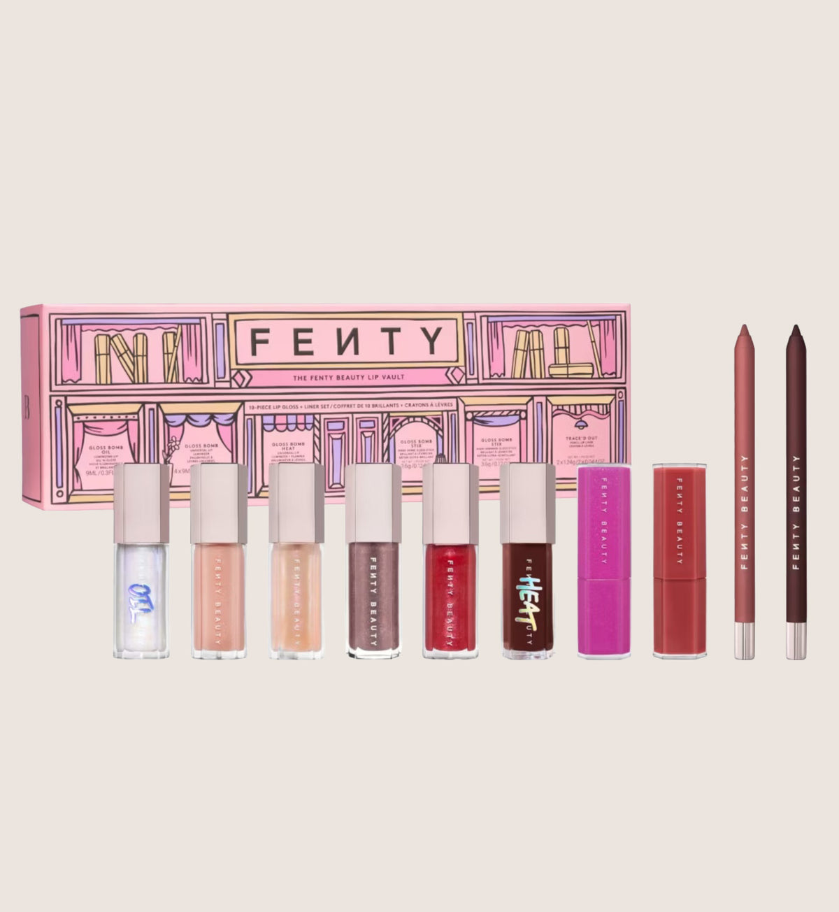 Fenty Beauty The Fenty Beauty Lip Vault 10‑Piece Lip Beauty Gift Set For Her