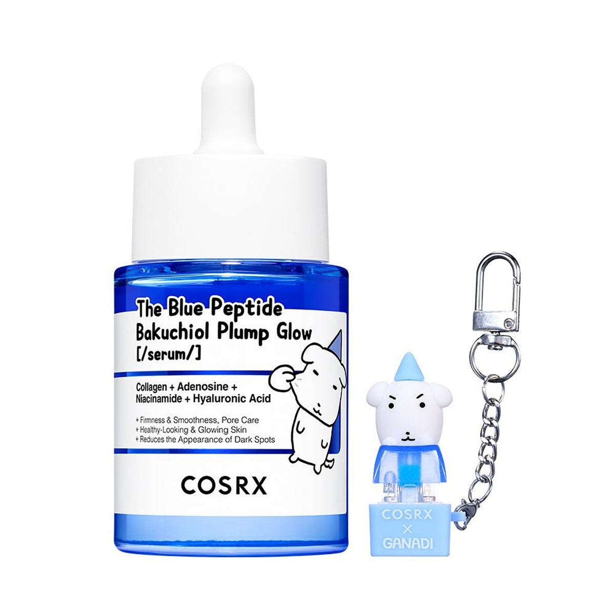 [GANADI EDITION] COSRX The Blue Peptide Bakuchiol Plump Glow Serum 50ml Set (+Keycap Keyring)