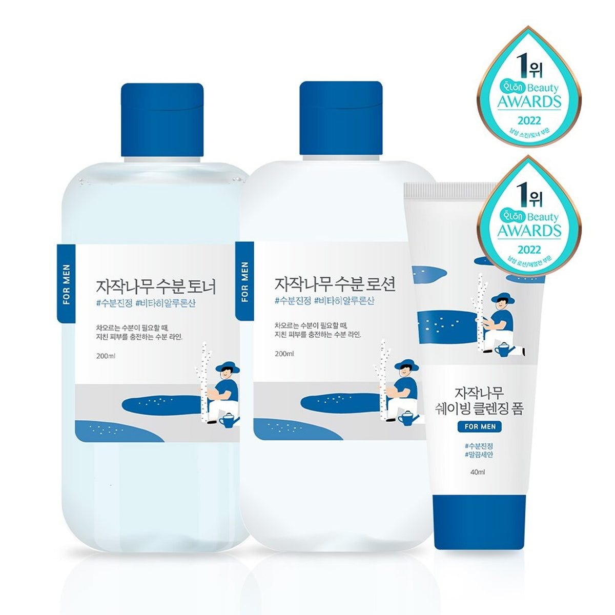 ROUND LAB For Men Birch Juice Toner / Lotion 200mL Set (+Shaving Foam 40mL)