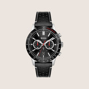 BOSS Men's Black Dial Two-Tone Case Black Leather Strap Watch 1513920