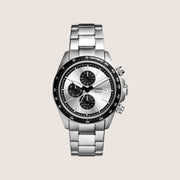 Fossil Mens Autocross Silver Dial Two Tone Watch BQ2873
