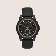 Armani Exchange Men's Dress Watch Black Dial Black Silicone Strap AX1343